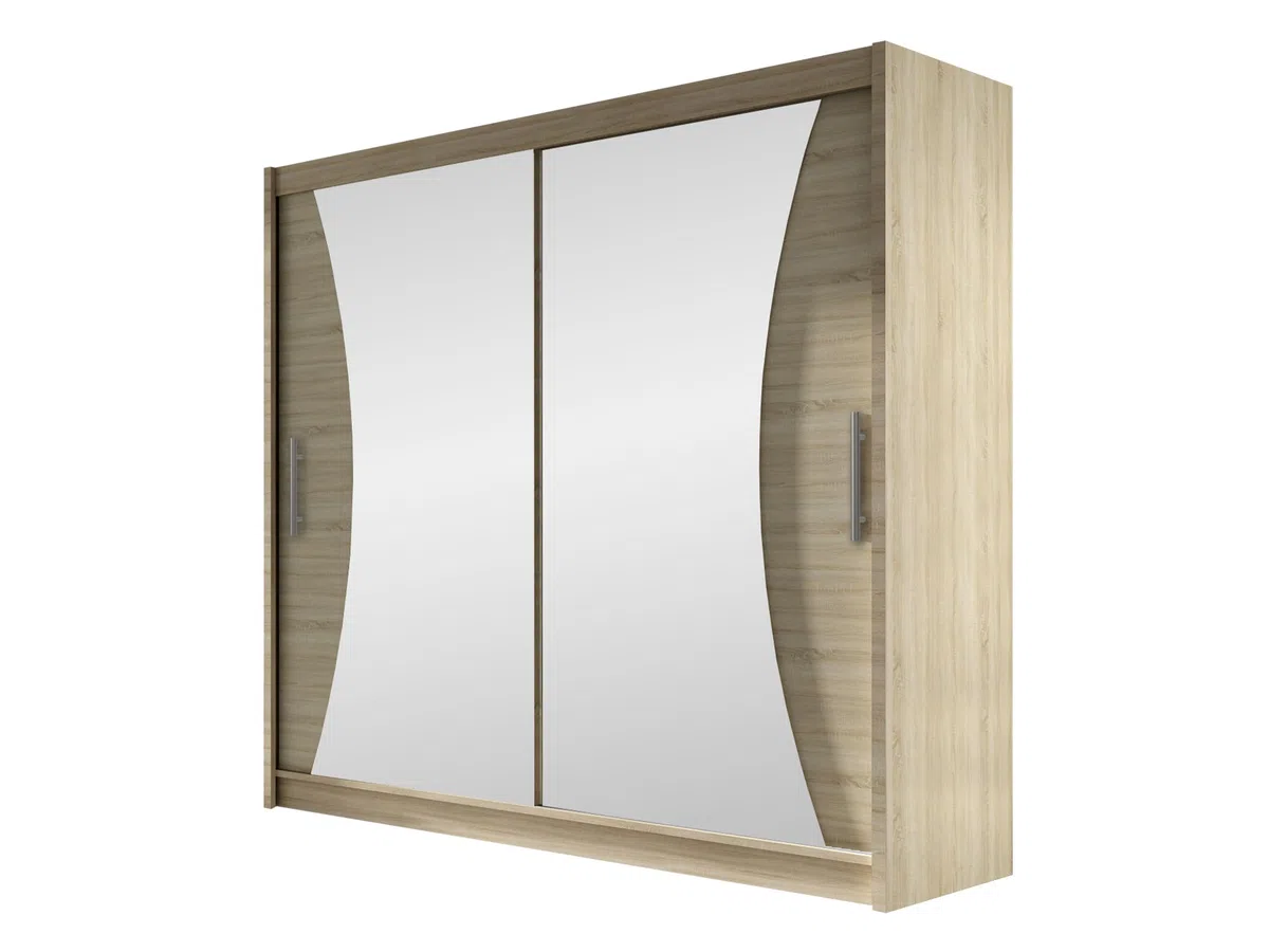 Mirjan24 London V Armoire à Portes Coulissantes 180 x 215 x 58 cm avec Miroir Armoire à Portes Flottantes Chêne Sonoma