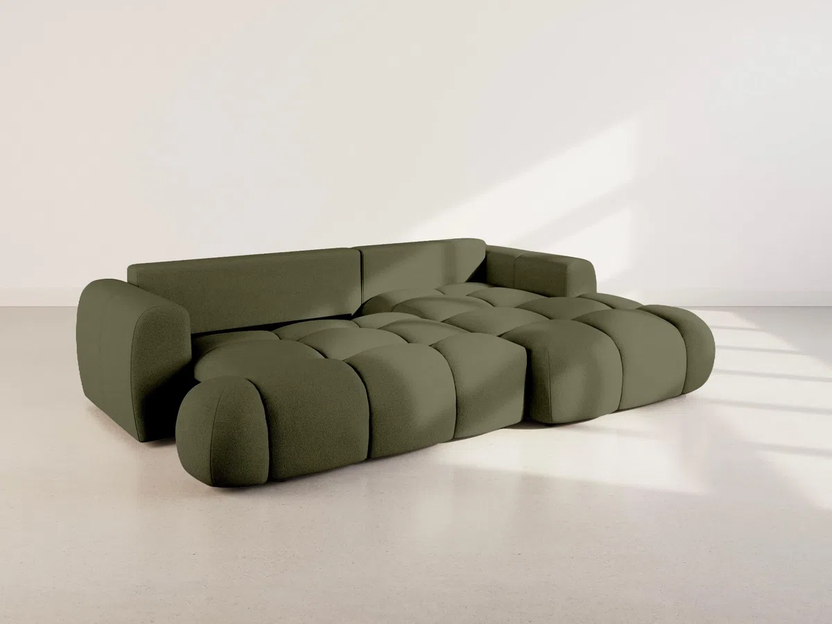 Bestmobilier - Yulin - Canapé d'angle Droit 4 Places Convertible avec Coffre en Tissu Bouclette, Vert