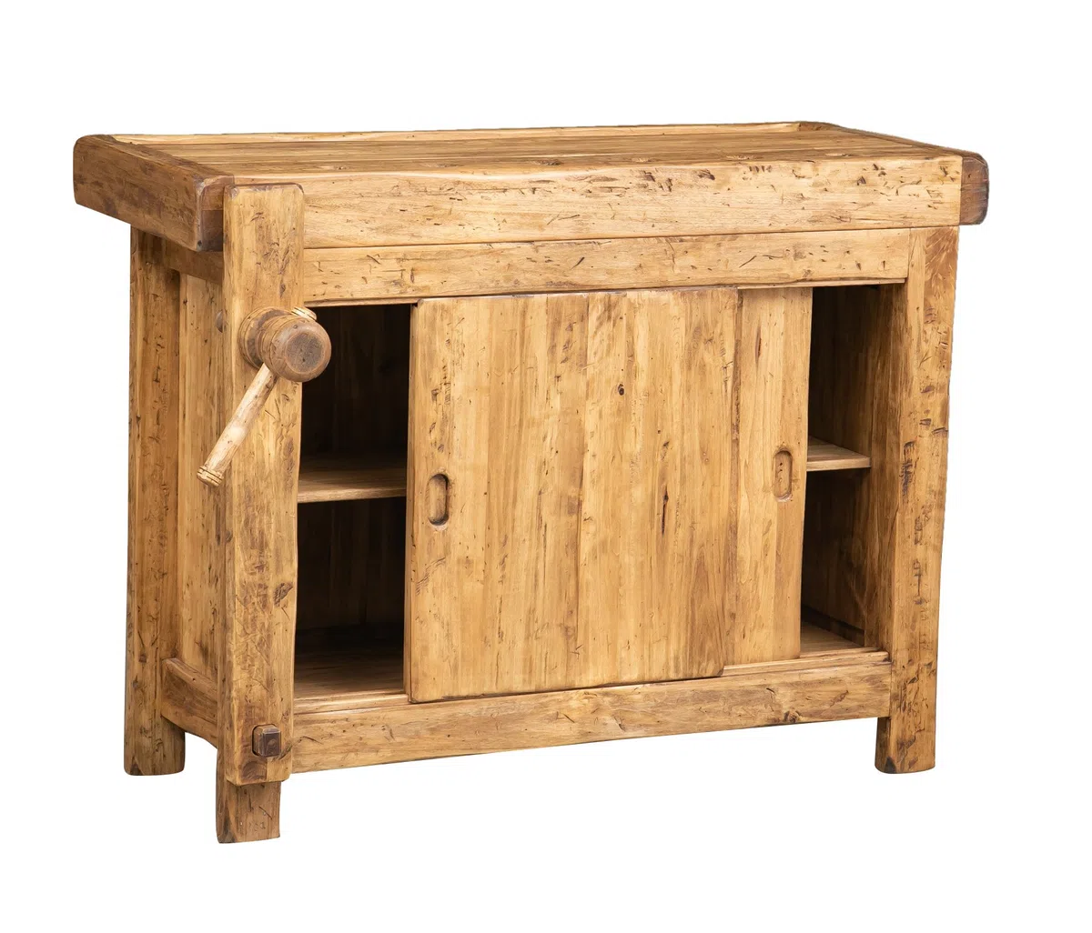 Biscottini table haute 119 x 67 x 90 cm Made in Italy | Meuble cuisine en bois massif | Établi pliant | Table haut cuisine en bois