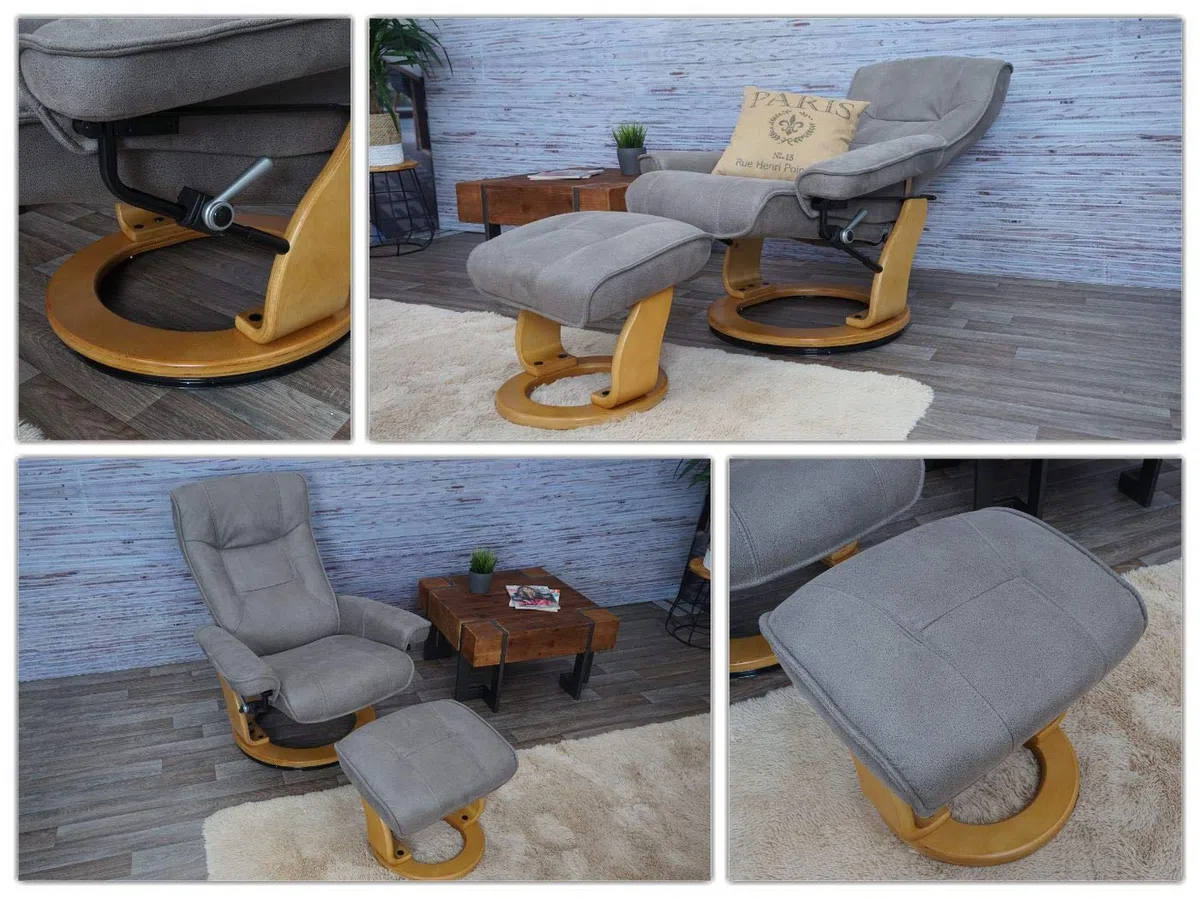 MCA Fauteuil relax Montréal - Gris clair, marron naturel