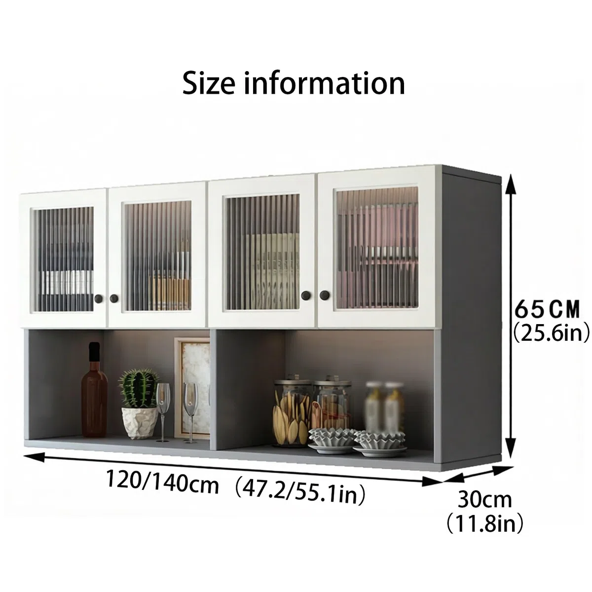 Armoire murale avec portes et étagère ouverte – Solution de rangement élégante pour salle de bain, buanderie et cuisine – Gain de place pour une utilisation efficace de la maison