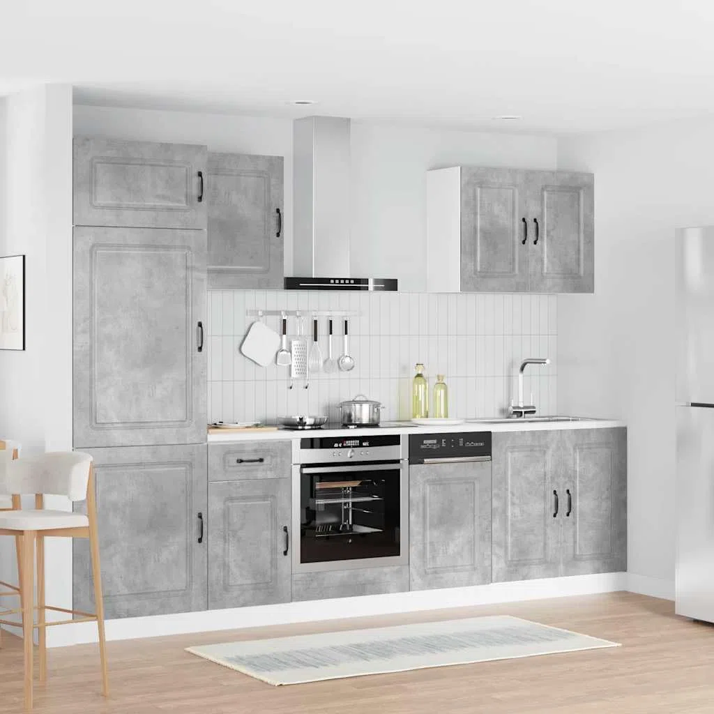 Ensemble de meubles de cuisine 7 pièces Kalmar gris ciment aggloméré