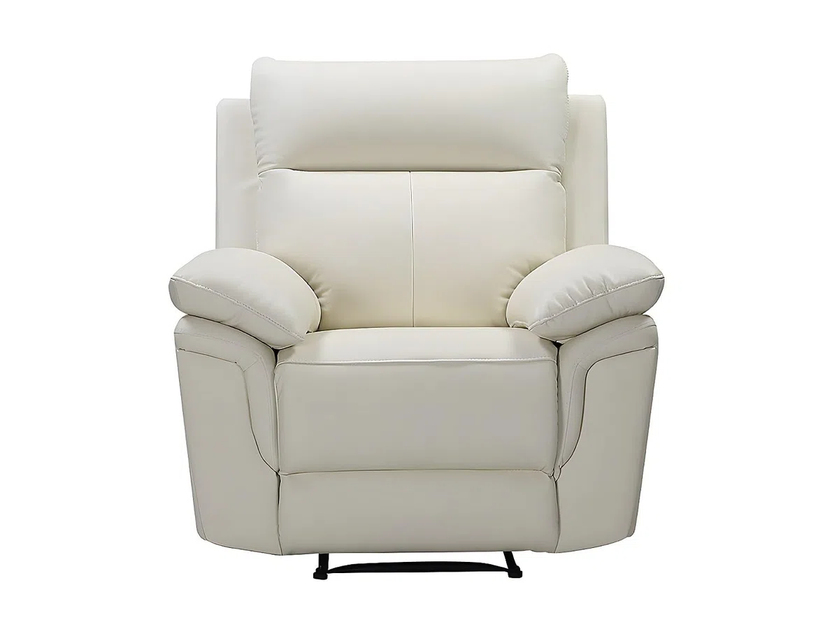 Vente-unique - Fauteuil Relax en Cuir de Buffle PAKITA - Ivoire