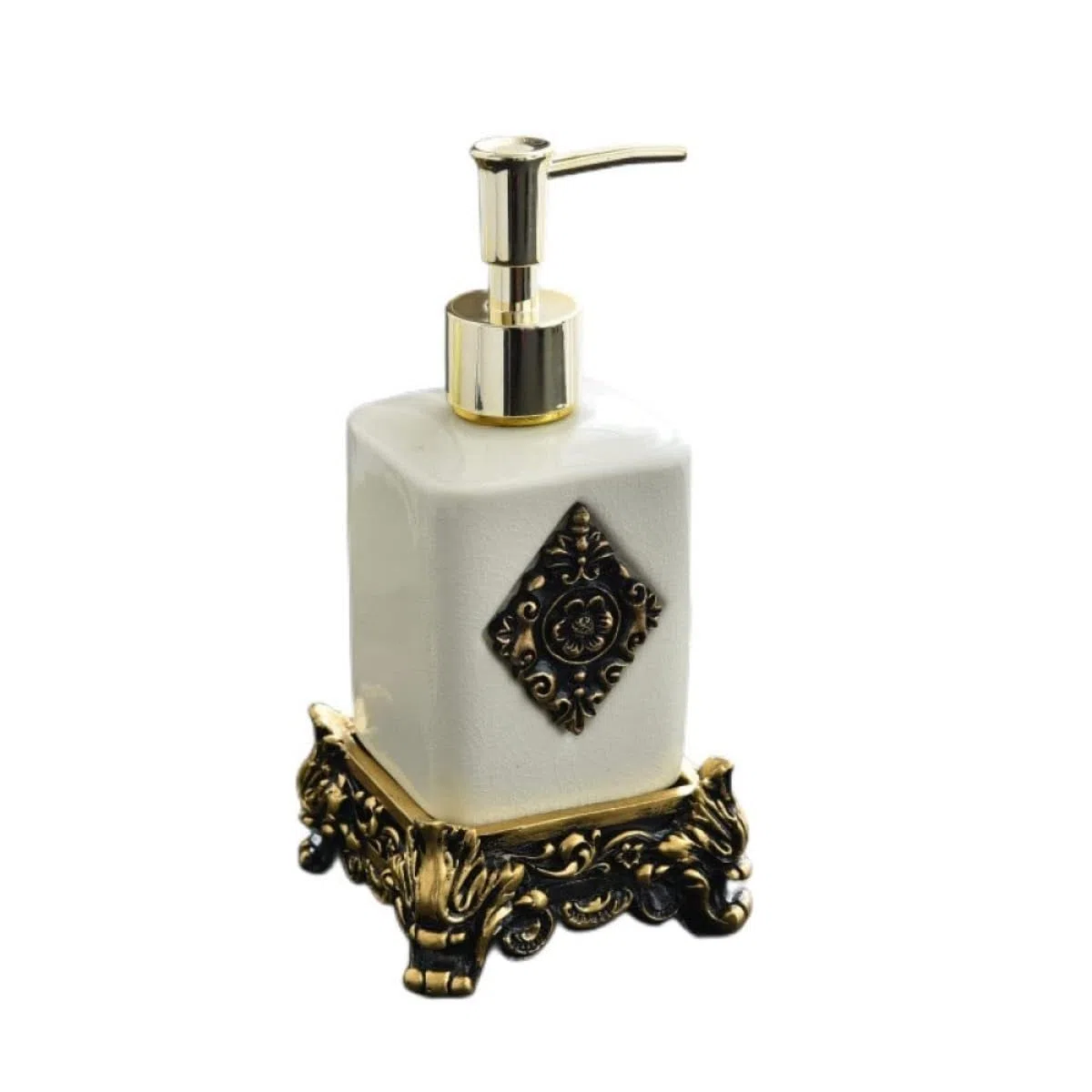 Distributeur Savon Conditionner Distributeur de Savon Vintage, Distributeur pour Les Mains en céramique craquelée Glace, comptoir avec Base Shampoing Douche