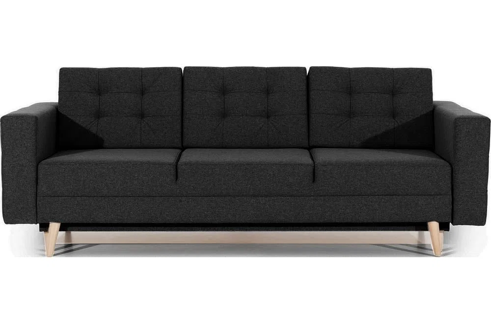 Canapé 3 Places Convertible - en Tissu de qualité Noir, ASVENA