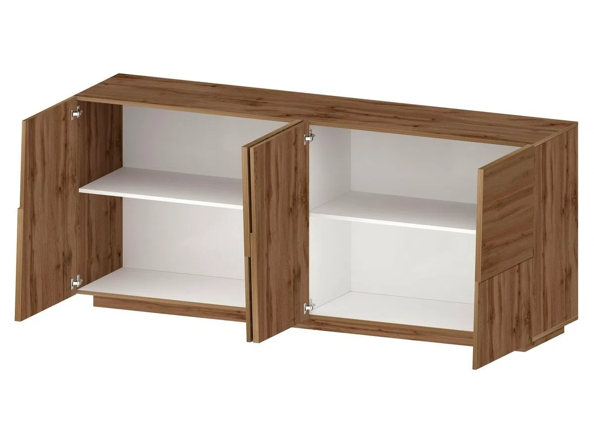Dmora - Buffet Yago de Salon Moderne Avec 4 Portes, 200x44h86 cm, Chêne
