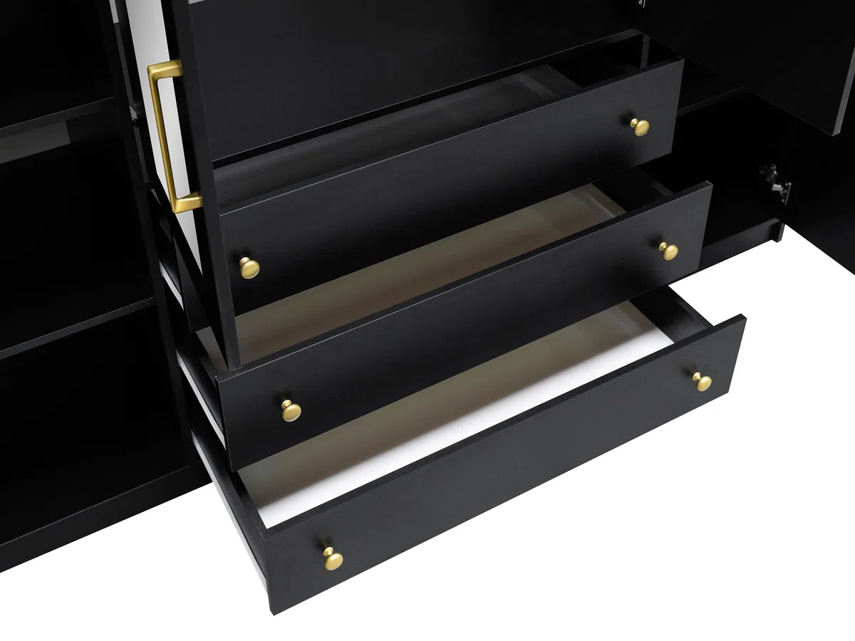 Mirjan24 Raviren Lux 4D Armoire à portes battantes avec miroir, 3 tiroirs et tringle à vêtements, élégante armoire pour chambre à coucher, chambre d'adolescent (blanc)