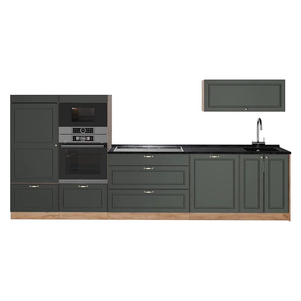 Vicco Cuisine Fame-Line, Vert Or Campagne/Chêne doré, 340cm