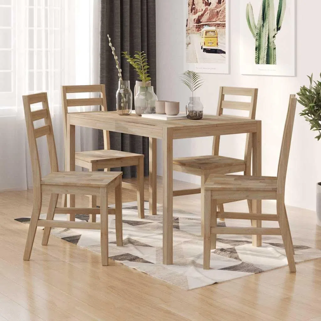 Makastle Ensemble Salle à Manger 5 pcs Bois d'Acacia Brun