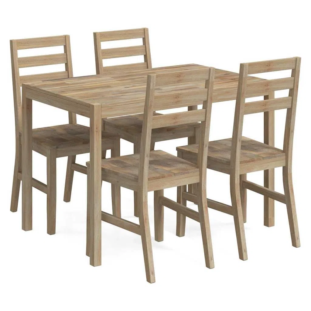 Makastle Ensemble Salle à Manger 5 pcs Bois d'Acacia Brun