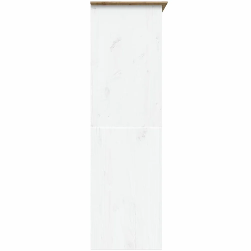 Armoire BODO - Blanc et marron - En pin massif - 146 x 53,5 x 173 cm - Avec 3 portes, poignées en métal, tringle à vêtements, étagère pour chambre à coucher et dressing