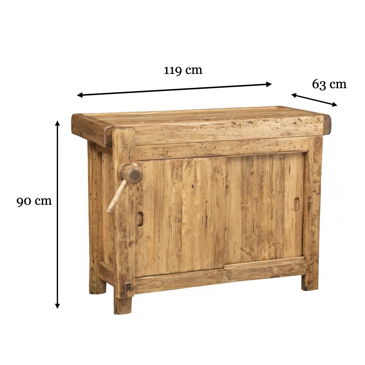 Biscottini table haute 119 x 67 x 90 cm Made in Italy | Meuble cuisine en bois massif | Établi pliant | Table haut cuisine en bois