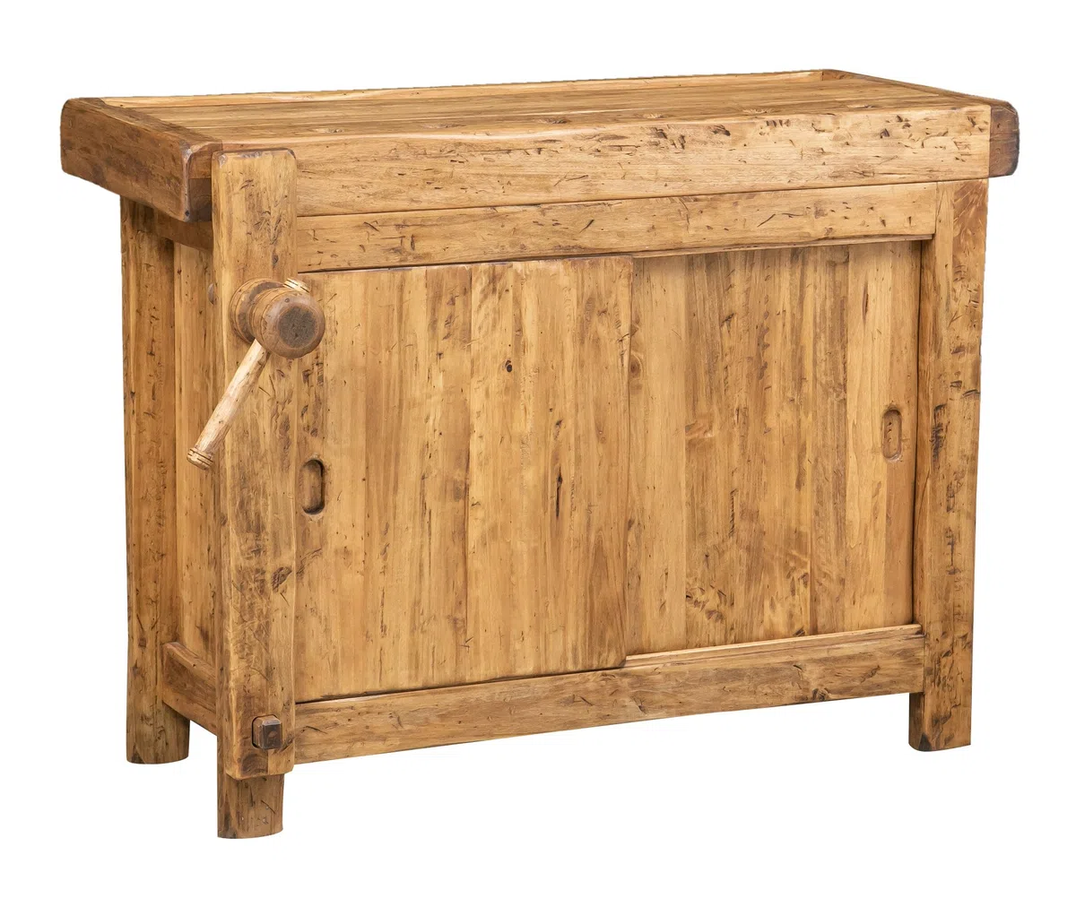 Biscottini table haute 119 x 67 x 90 cm Made in Italy | Meuble cuisine en bois massif | Établi pliant | Table haut cuisine en bois