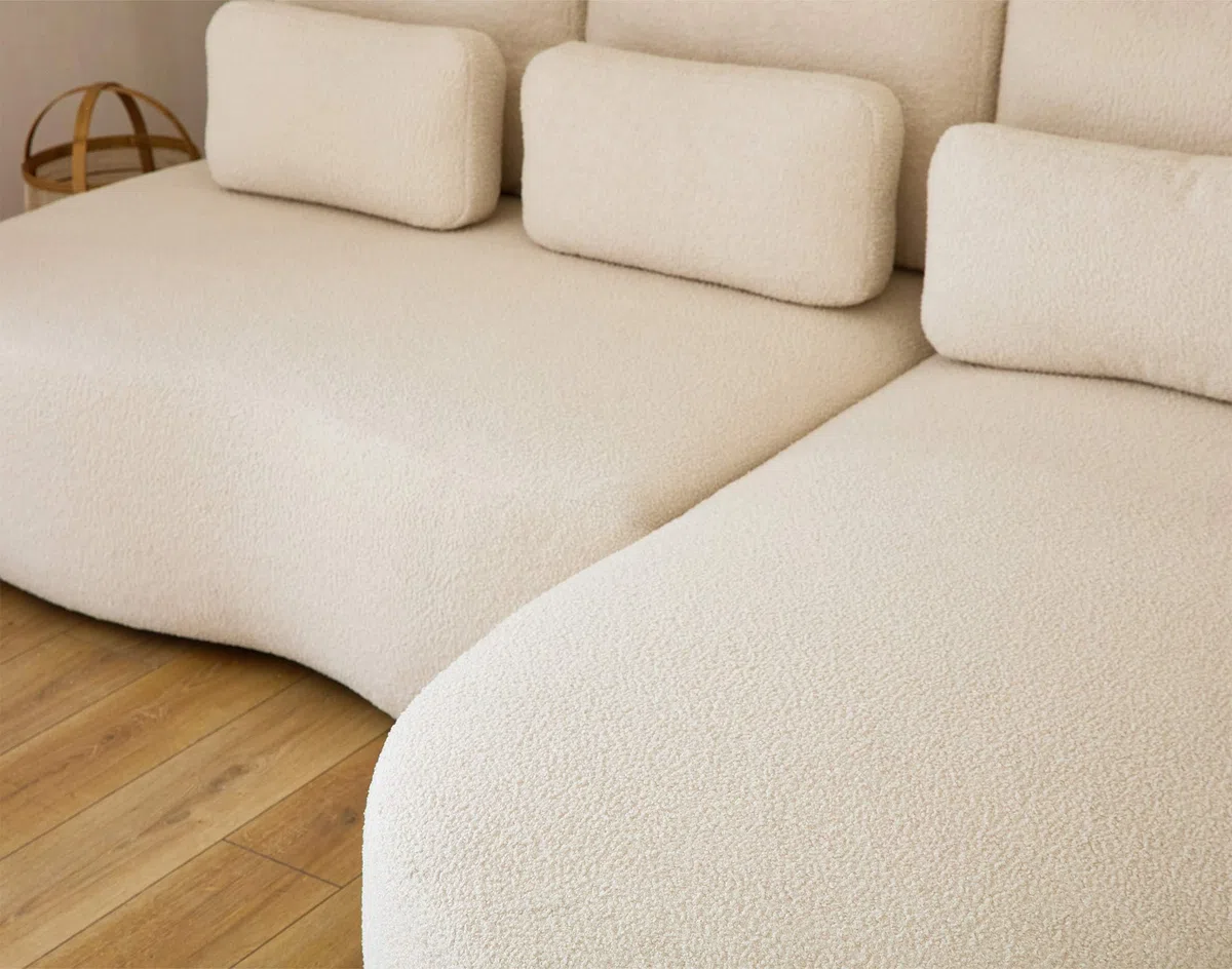 Lisa Design Mahina - canapé d'angle Droit - 4 Places - Convertible avec Coffre - en Tissu Bouclette