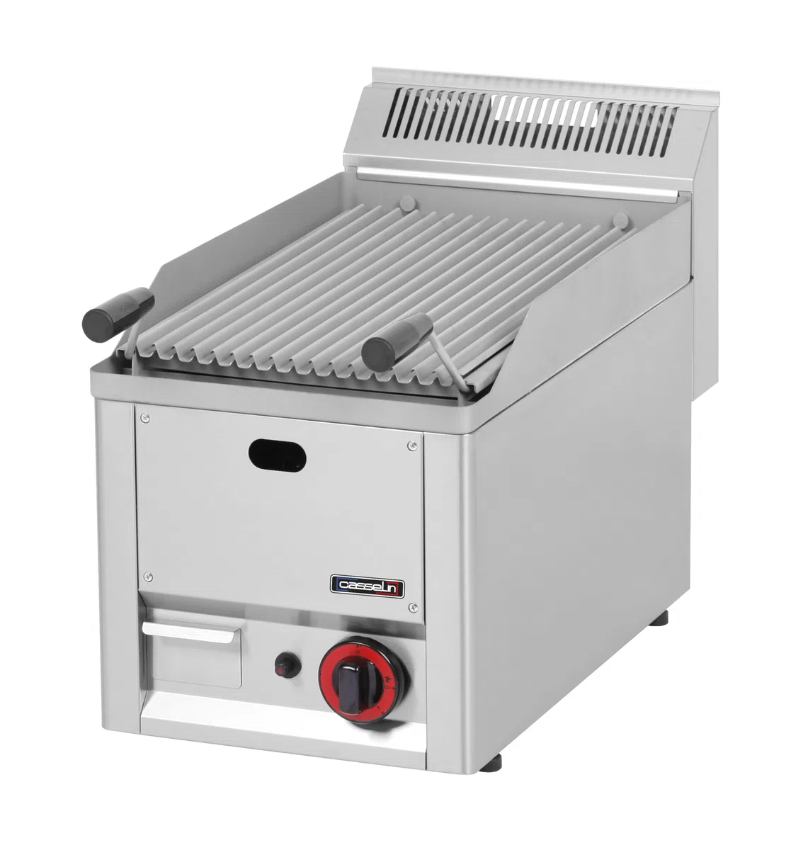 Casselin Grill Pierre de Lave 33 - Acier Inoxydable - Sac de Pierre de Lave 5 Kg - 2 Positions de Hauteur de Grille - Tube Brûleur en U - Allumage Piezzo - Moderne