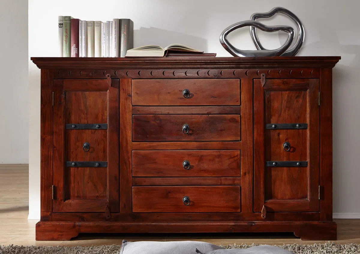 MASSIVMOEBEL24.DE Buffet 150x45 Acacia laqué Nougat Oxford #513