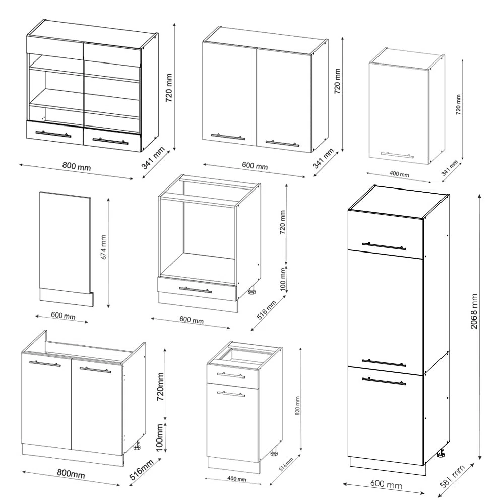 Vicco Cuisine Fame-Line, Chêne Vert et Or/chêne doré, 300cm
