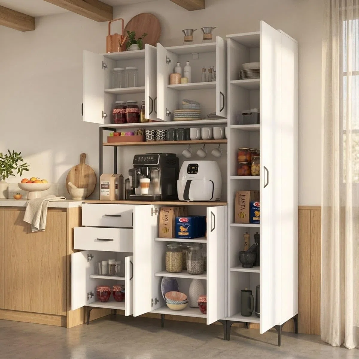 Produce Shop Buffet de cuisine multifonction avec garde-manger et tiroirs Convivio