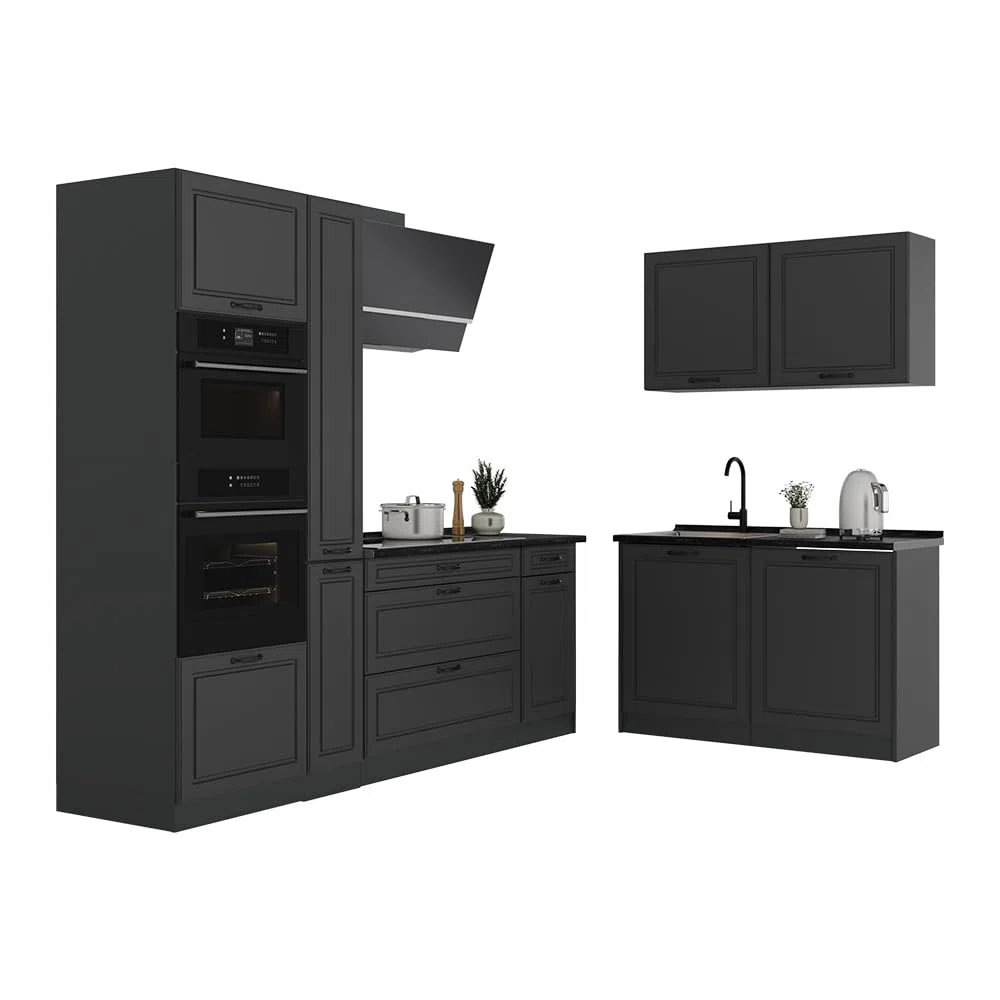 Vicco Cuisine en Angle R-Line, Anthracite Campagne/Anthracite 230 x 120 cm