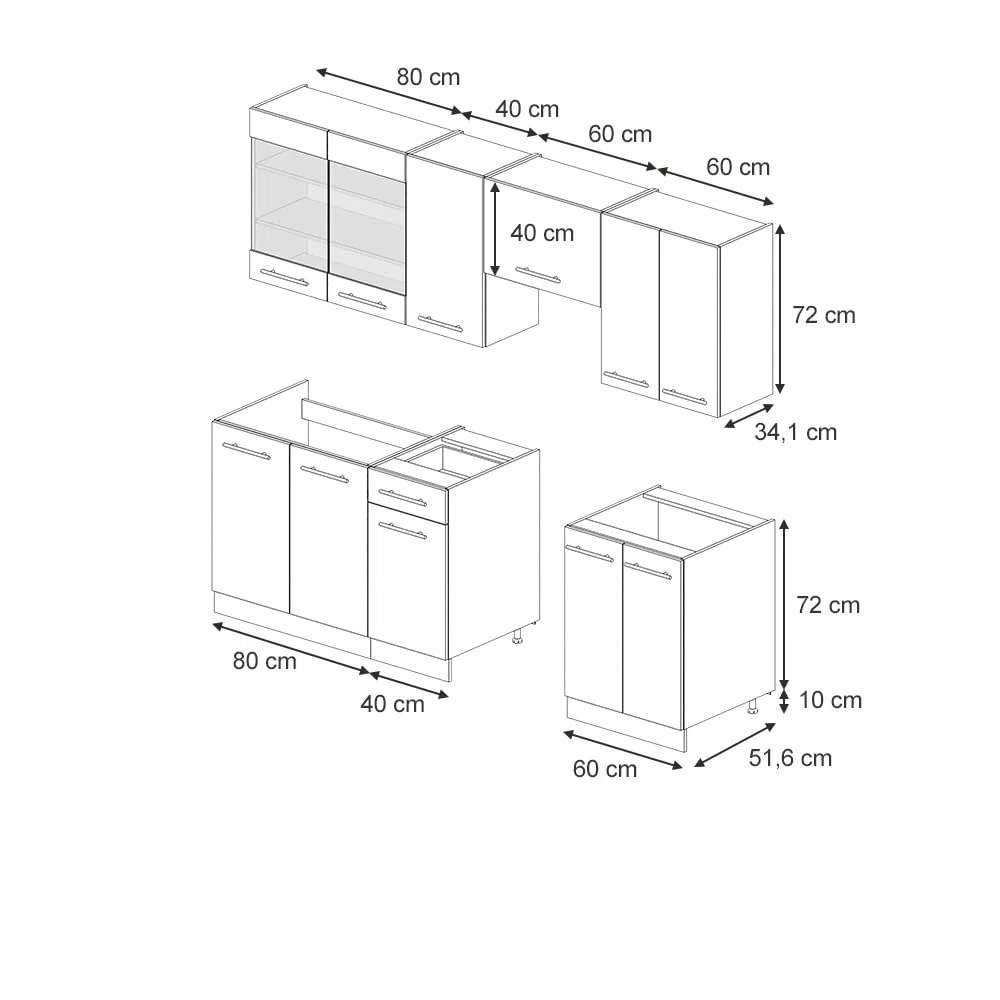 Vicco Cuisine Fame-Line, Blanc Campagne, 240cm