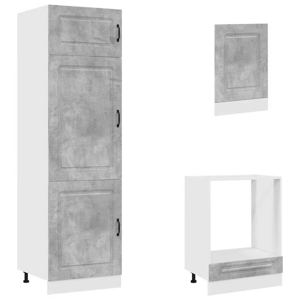 Ensemble de meubles de cuisine 7 pièces Kalmar gris ciment aggloméré