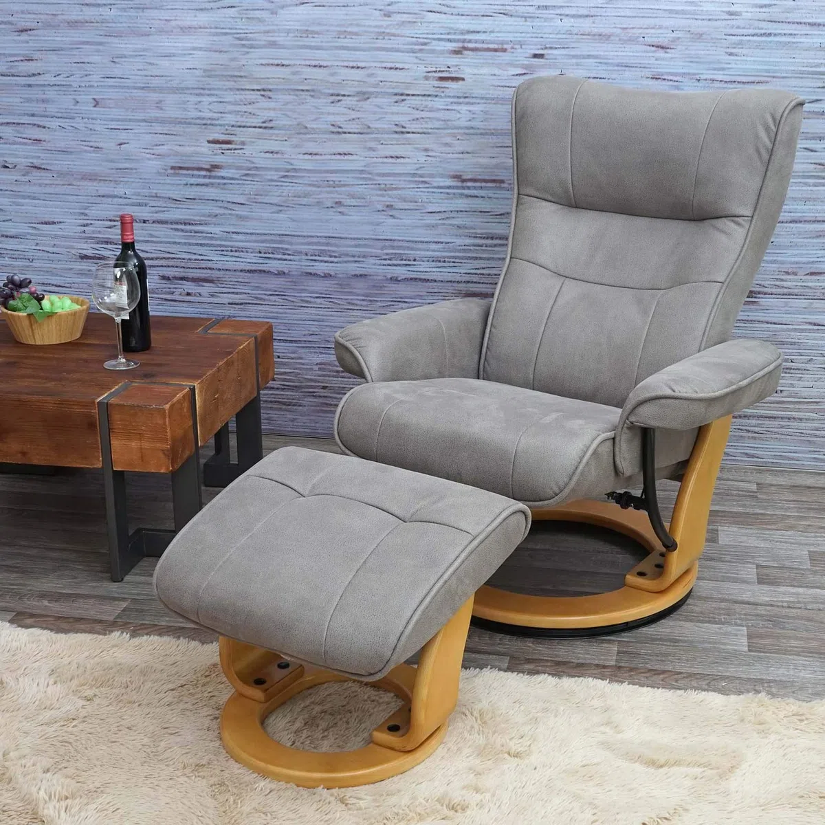 MCA Fauteuil relax Montréal - Gris clair, marron naturel