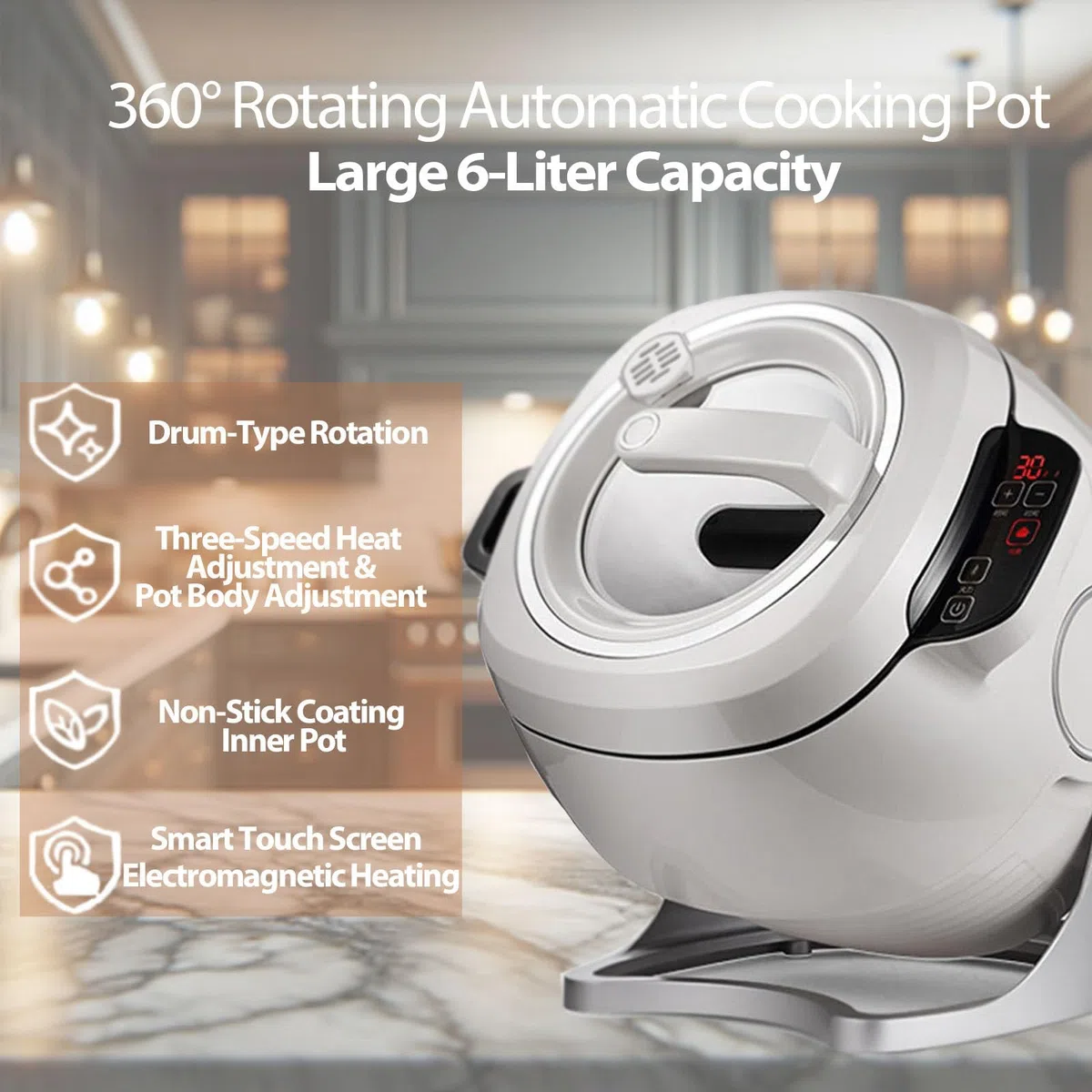 Cuiseur Automatique | Cuiseur électrique Professionnel | Puissance de Cuisson réglable à 3 Vitesses | Marmite à Induction | Robot de Cuisine | pour cantines et Restaurants