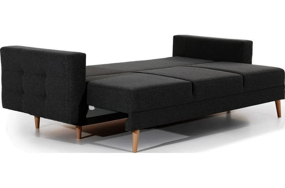 Canapé 3 Places Convertible - en Tissu de qualité Noir, ASVENA