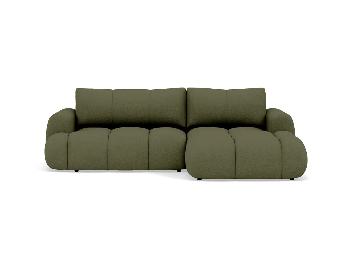 Bestmobilier - Yulin - Canapé d'angle Droit 4 Places Convertible avec Coffre en Tissu Bouclette, Vert