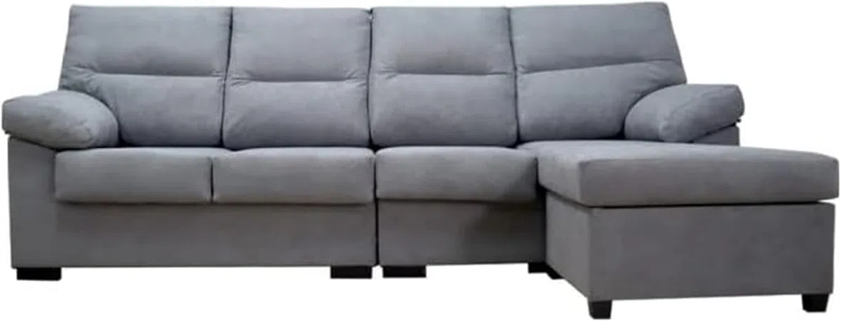 SHIITO | Modèle Neira - Canapé 4 Places avec Chaiselongue | Relaxation et Confort Maximum | 265 x 100 x 152 cm - Couleur Gris