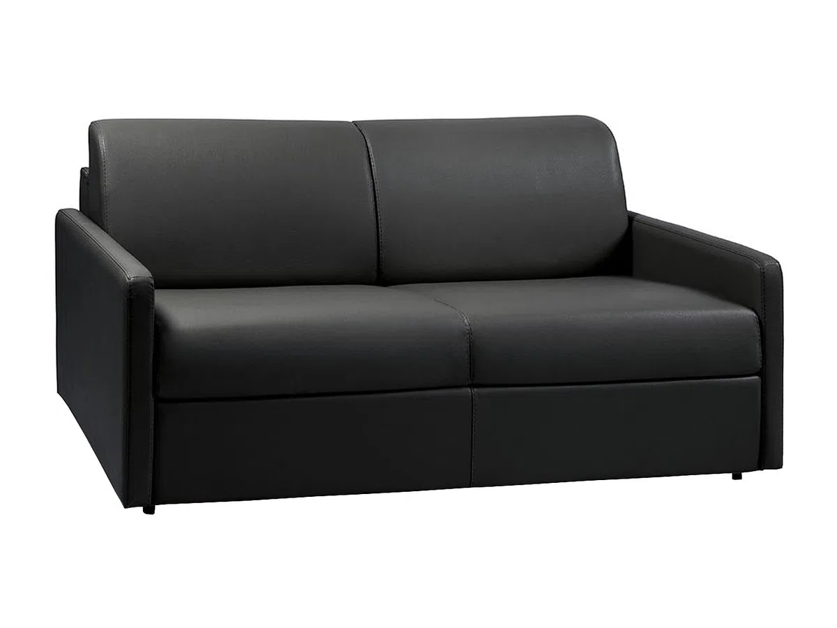 Vente-unique - Canapé 3 Places Convertible Express en Simili Noir - Couchage 140 cm - Matelas 14 cm CALIFE