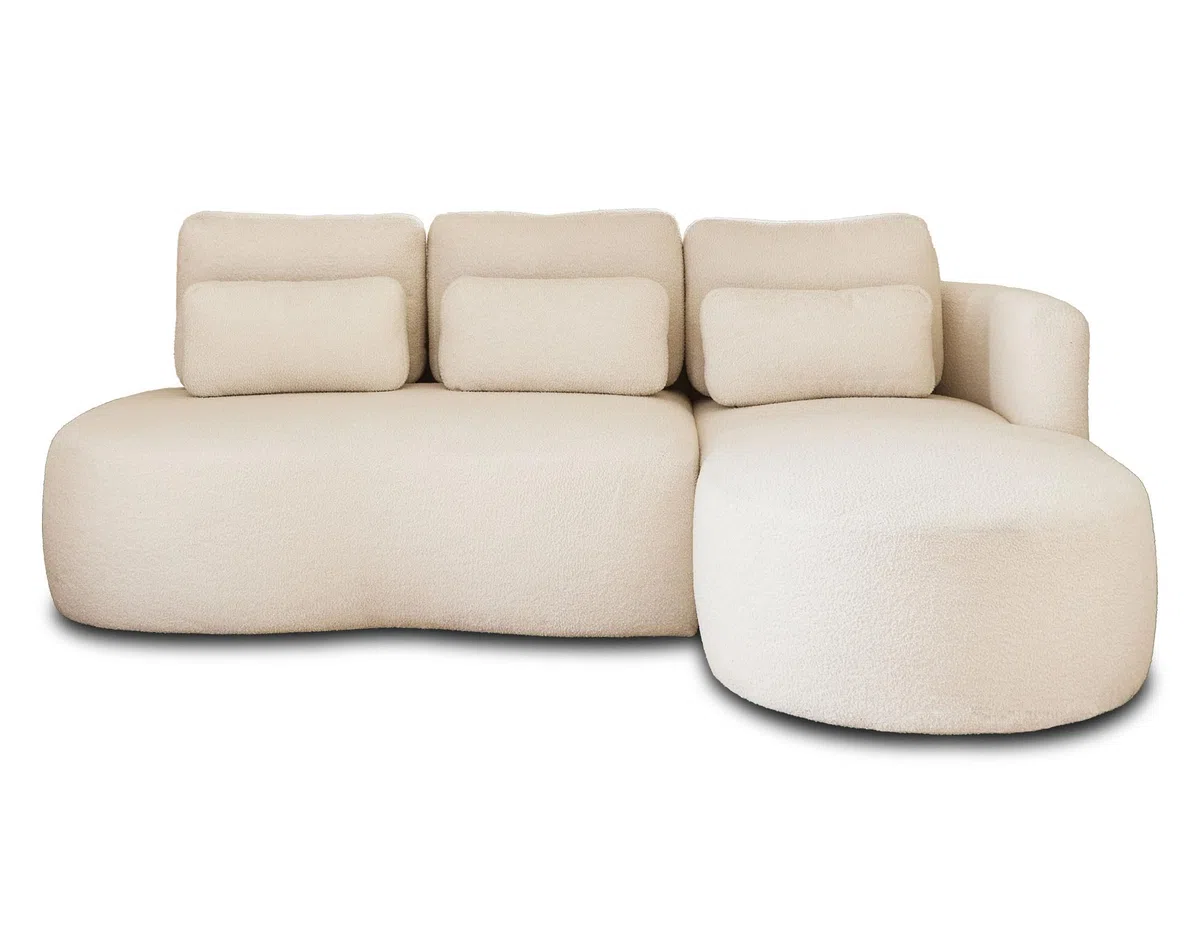 Lisa Design Mahina - canapé d'angle Droit - 4 Places - Convertible avec Coffre - en Tissu Bouclette