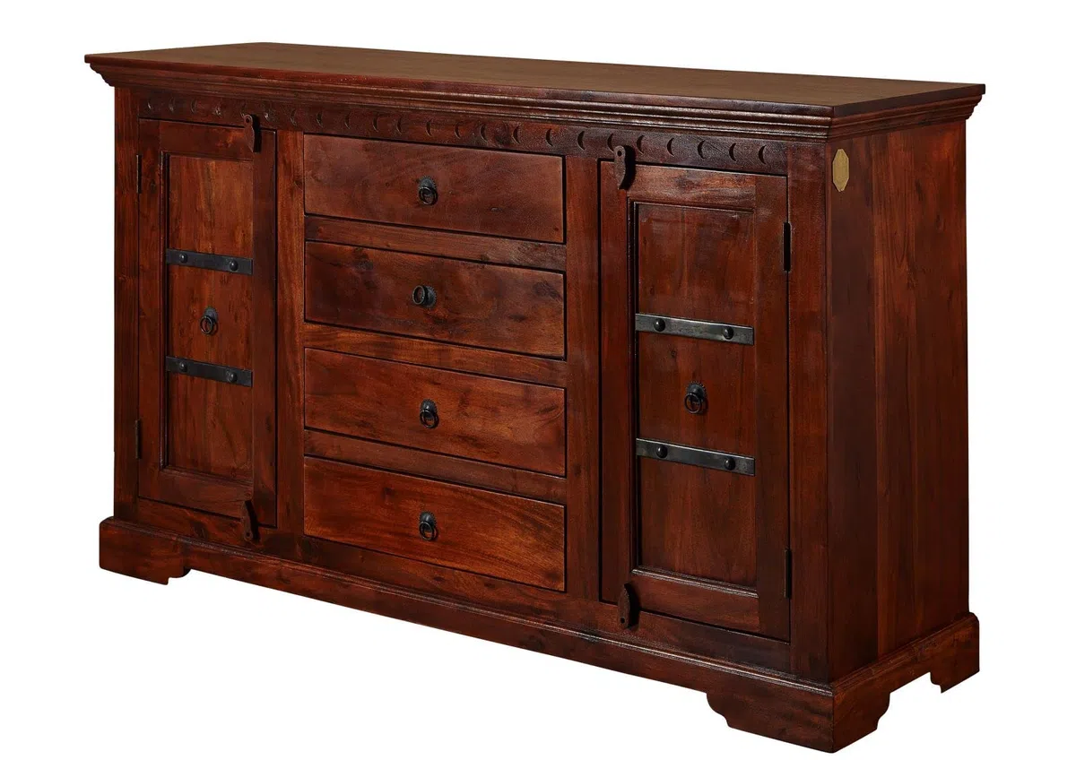 MASSIVMOEBEL24.DE Buffet 150x45 Acacia laqué Nougat Oxford #513