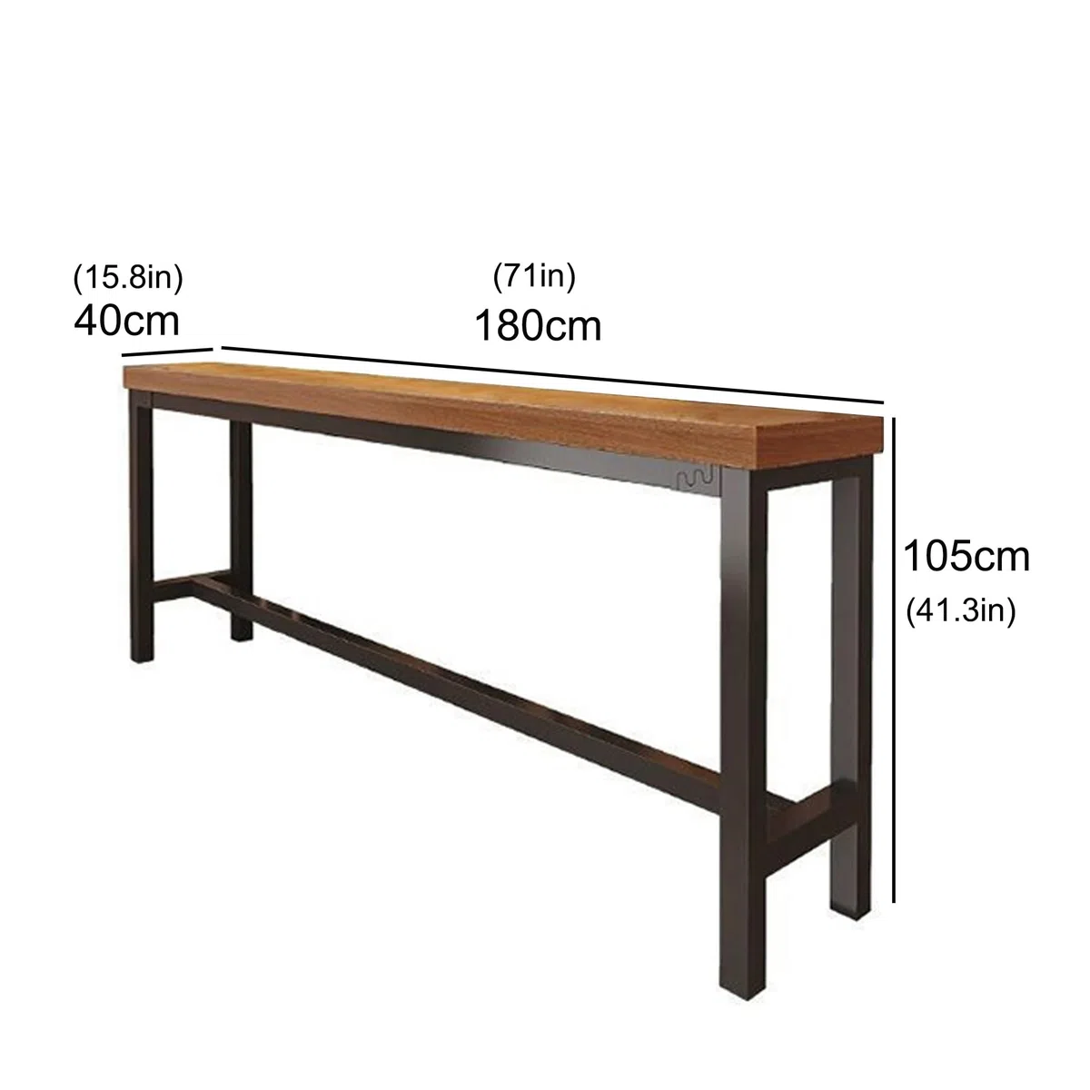 Table haute de bar en bois,table mange debout avec structure acier robuste