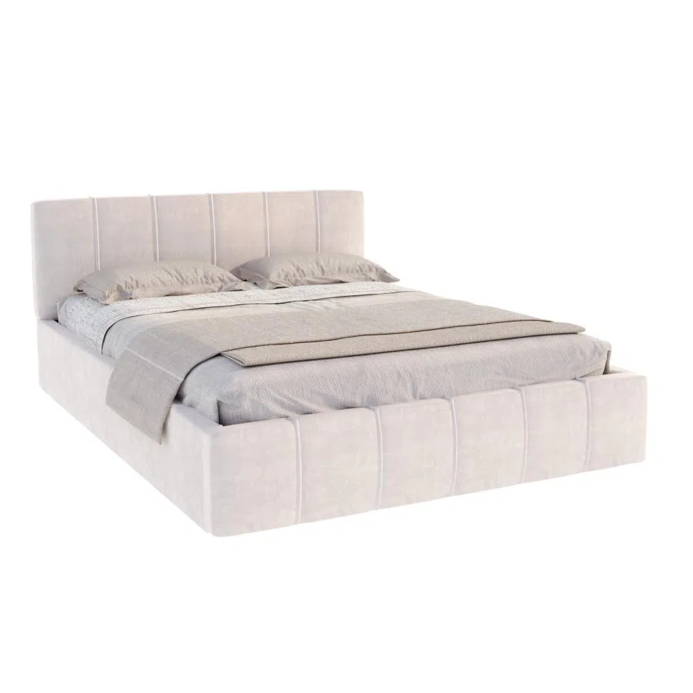 Lit coffre ATLANTA 140 x 190 cm avec sommier à lattes relevable Beige