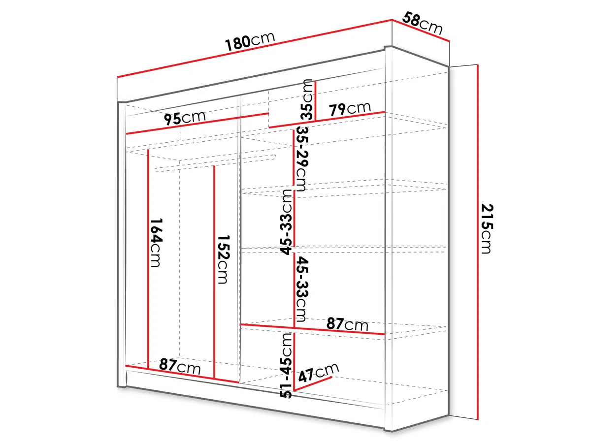 Mirjan24 London V Armoire à Portes Coulissantes 180 x 215 x 58 cm avec Miroir Armoire à Portes Flottantes Chêne Sonoma