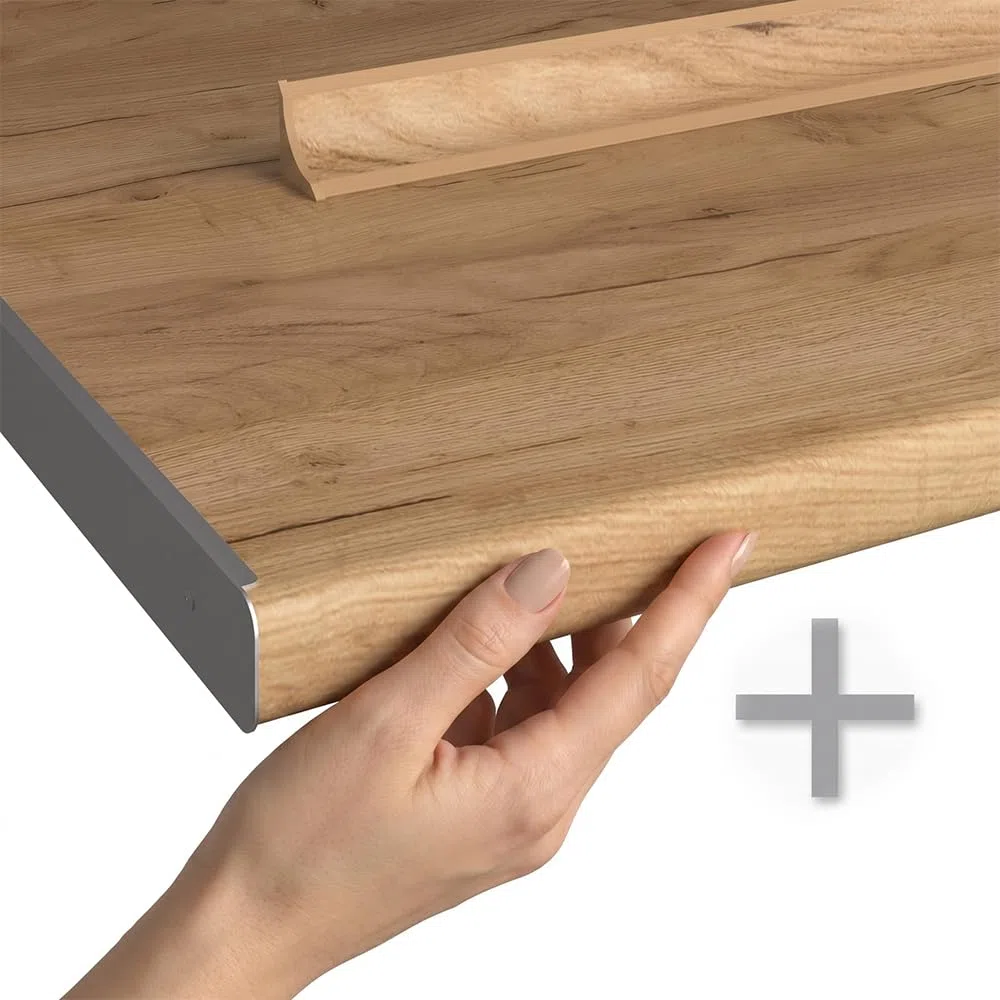 Vicco Cuisine en Angle Fame-Line, Chêne doré/Anthracite, 287 x 207 cm
