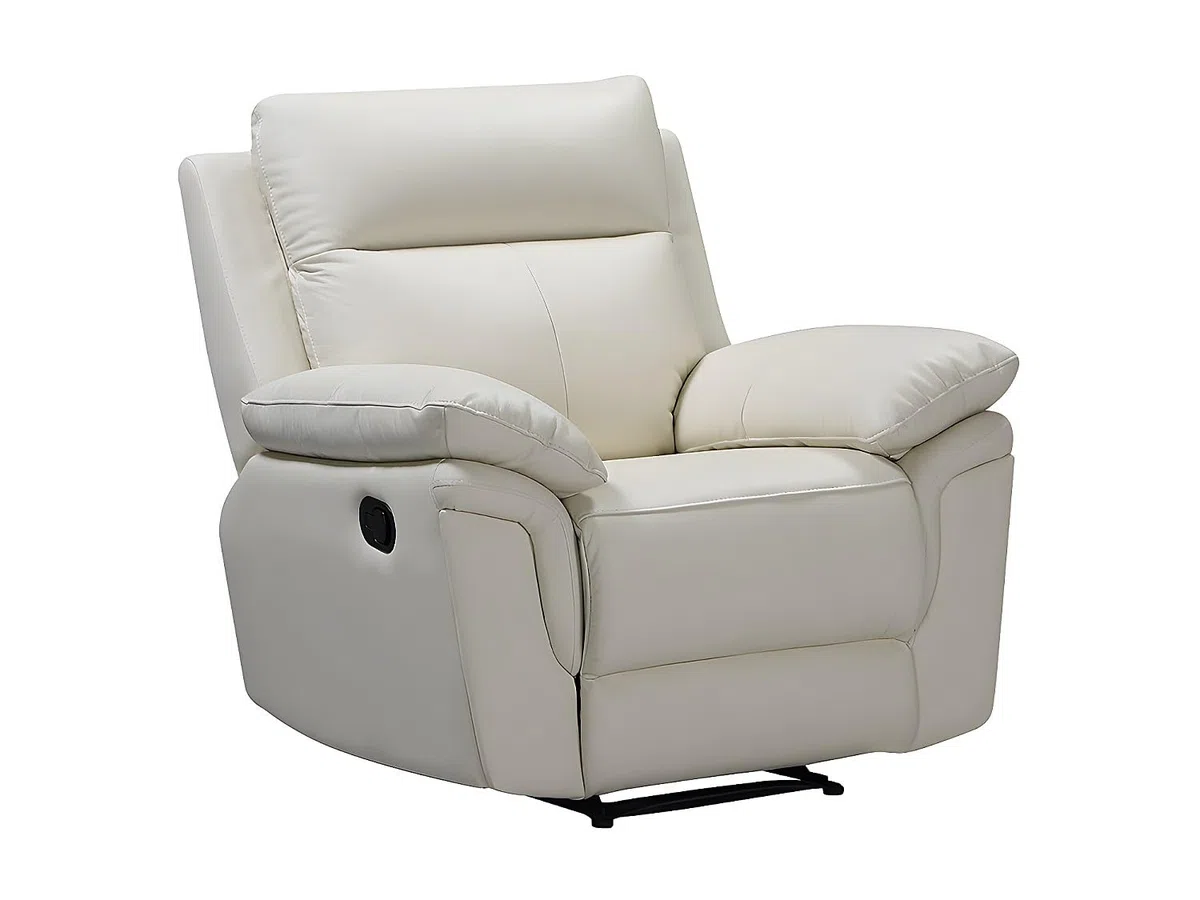Vente-unique - Fauteuil Relax en Cuir de Buffle PAKITA - Ivoire