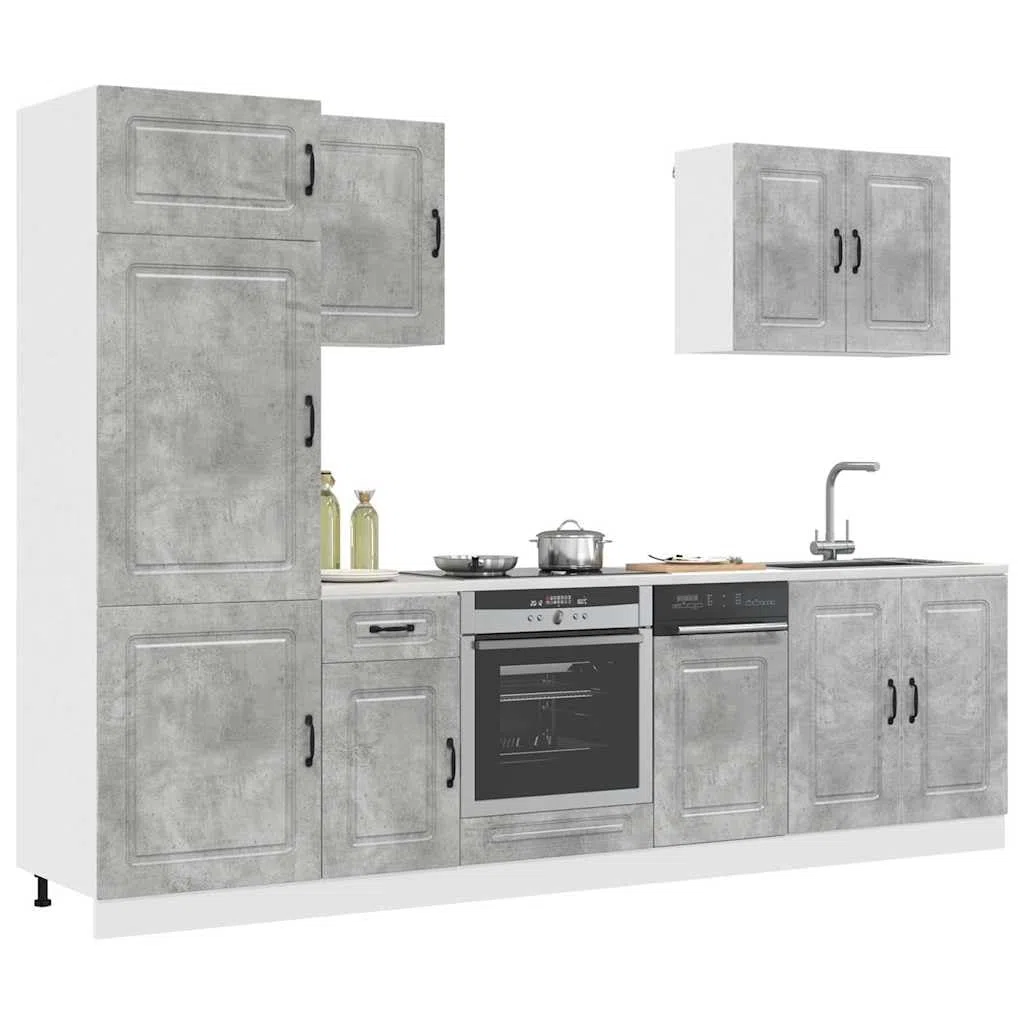 Ensemble de meubles de cuisine 7 pièces Kalmar gris ciment aggloméré
