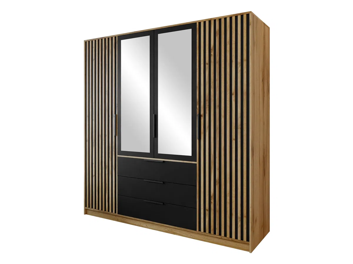 Mirjan24 Armoire à portes battantes Bado Lux 4D avec miroir (chêne Wotan
