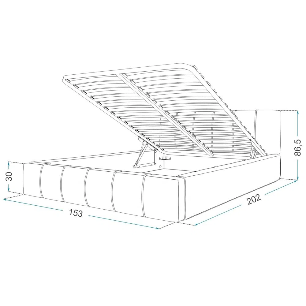Lit coffre ATLANTA 140 x 190 cm avec sommier à lattes relevable Beige